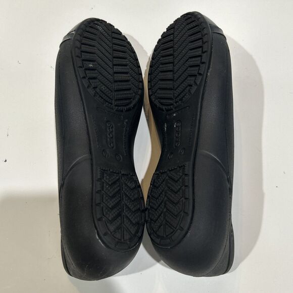 Crocs Ballet Cap Toe Patent Flats Women 9 Black Shoe Rubber Slip On Classic - Picture 4 of 12